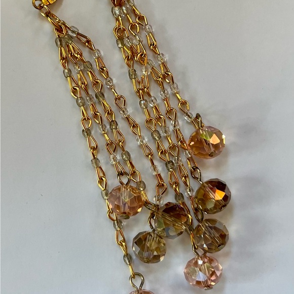 SOLD Vintage Swarovski Antique Rose, Gray, Clear Crystal Dangle Drop Earrings - Picture 9 of 16